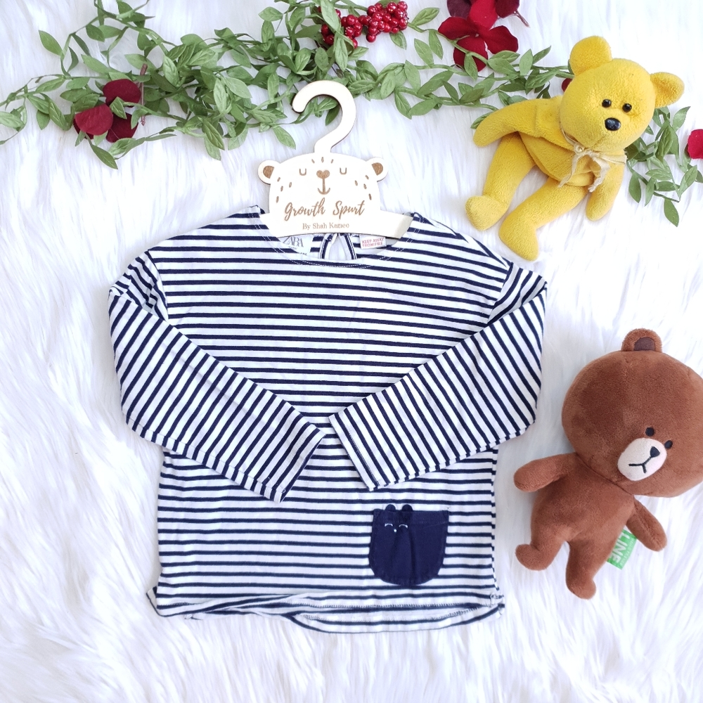 ZARA Baby Girl Stripped B&W Tees 3-4T